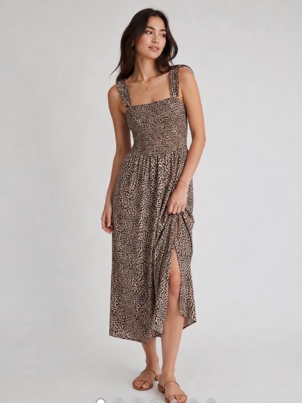 Abercrombie & Fitch Beige and Black Leopard Midi Dress